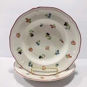VILLEROY & BOCH Petite Fleur Rimmed Set of 2 Soup Bowls 8”
